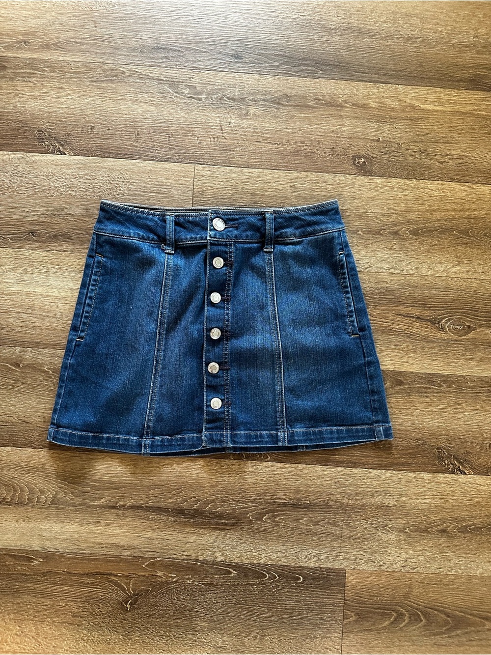 American Eagle Outfitters Dark Blue Button-Front Denim Mini Skirt